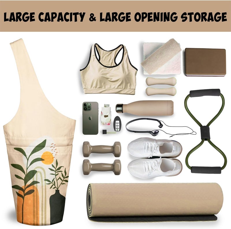 saniwu Yoga Mat Bag Carrier for Women with Side Large Pocket Durable Linen Workout Gym Travel Storage Pilates Mats - Image 4